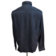 Chemise Denim & Flower Manches Longues Bleu Marine Motifs Coupe Cintrée T. XL