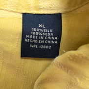 Chemise Hawaïenne Caribbean Joe XL Soie Jaune Pâle Feuillage Gaufré