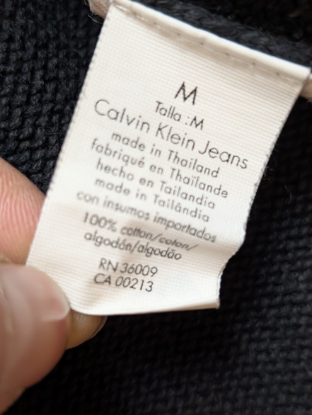 Pull Calvin Klein Femme Noir Col V Coupe Longue Évasée - Taille M