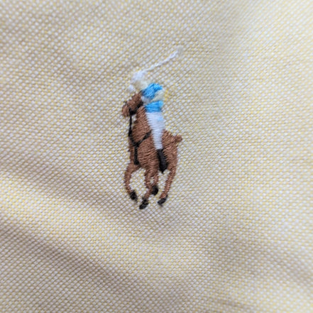Chemise Shirt Ralph Lauren Jaune Vintage Button Down Manches Courtes L