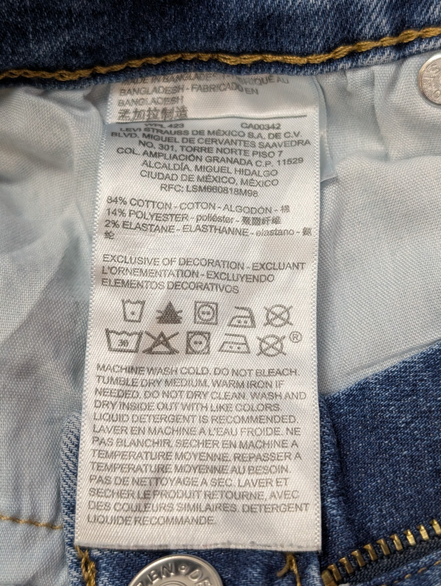 Jean Levi's Denizen Femme Bleu Clair Stretch Rock Troué Ourlet T34 W28