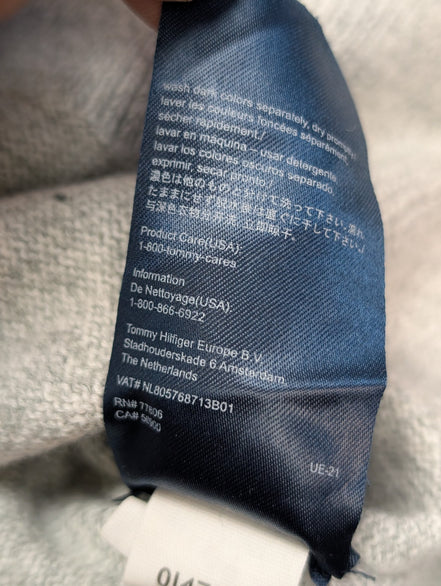 Pull TOMMY HILFIGER Homme Gris Moucheté 100% Coton Taille L Excellent État