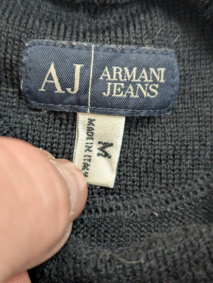 Pull Col Montant Armani Jeans - 100% Laine Italienne - Noir - Taille M