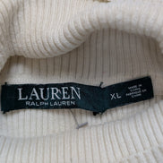 Pull Ralph Lauren (Lauren) Femme XL Col Roulé Rayé Blanc Cassé Noir Plaque Logo