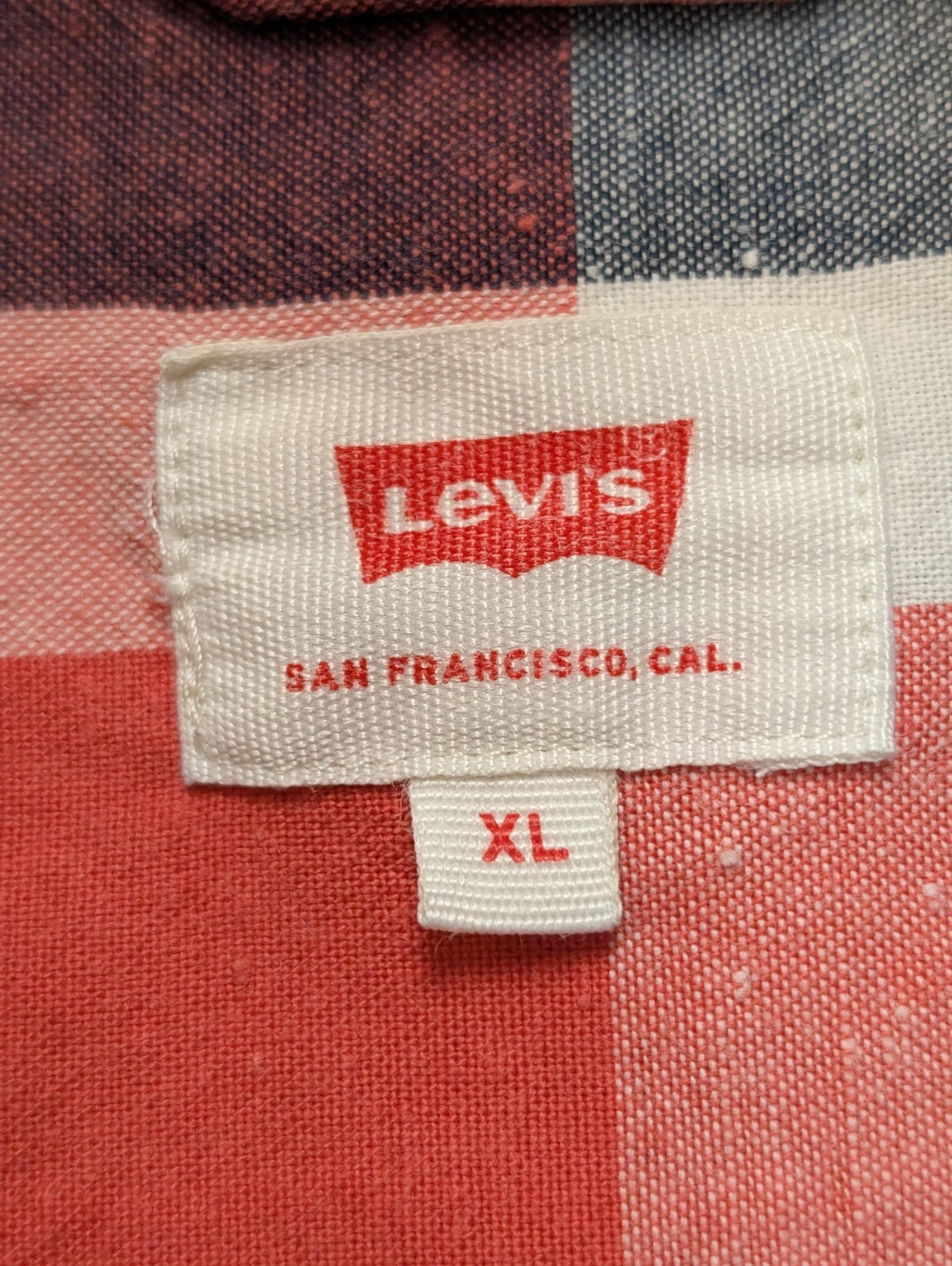 Chemise Levi's à Carreaux Rouge Blanc Bleu - Effet Lin Manches Longues T.XL