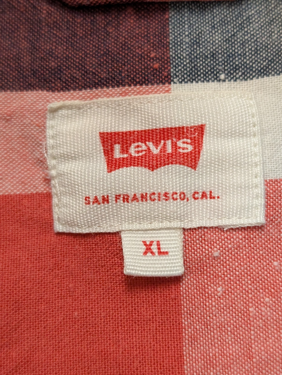 Chemise Levi's à Carreaux Rouge Blanc Bleu - Effet Lin Manches Longues T.XL
