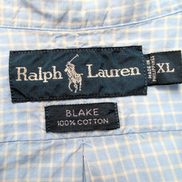 Chemise Ralph Lauren Blake XXL Bleu Ciel Carreaux Button Down Manches courtes