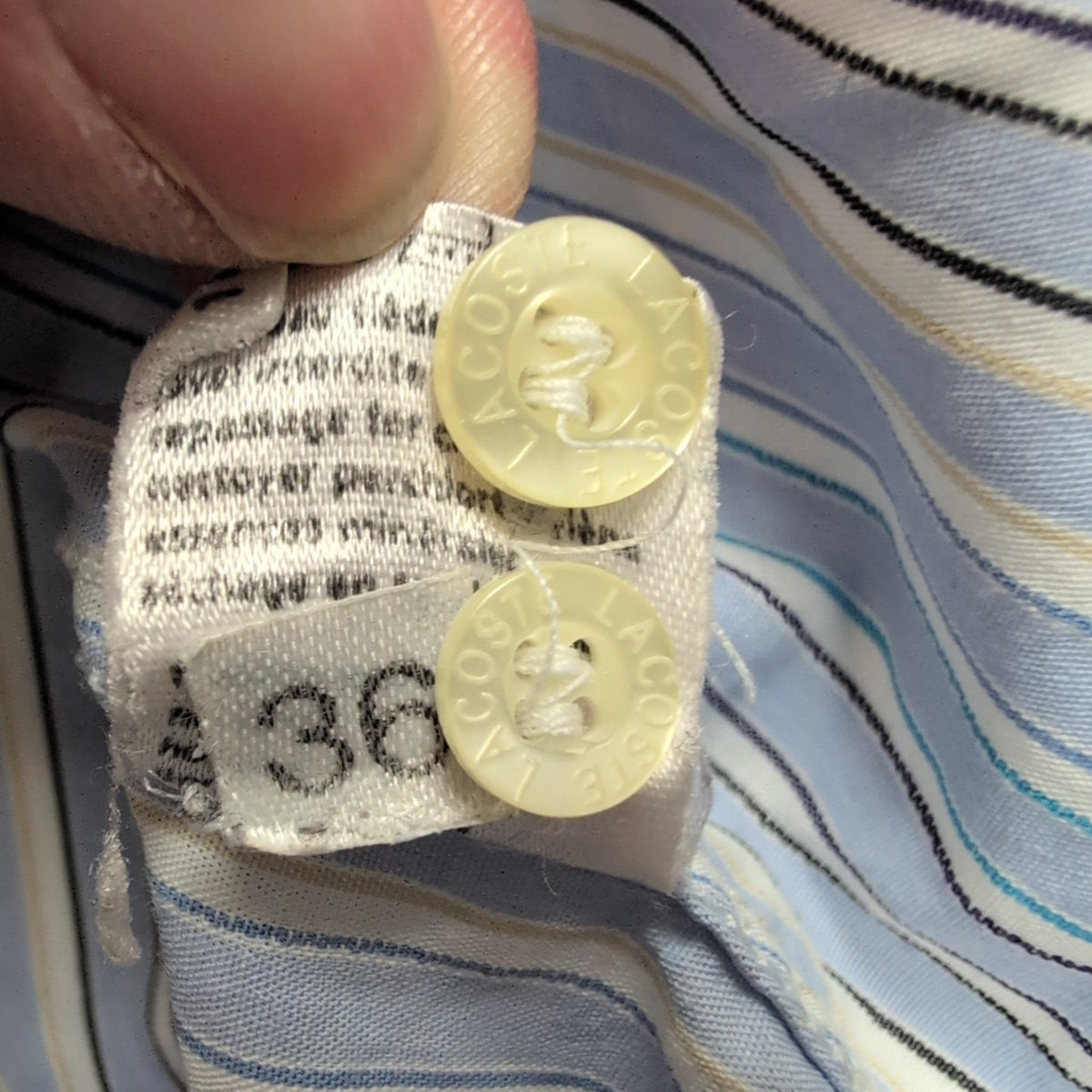 Chemise Lacoste Bleue À Rayures Taille 38 S Manches Longues