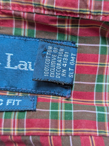 Ralph Lauren Chemise Homme M Rouge Vert Tartan Écossais Manches Longues Classic