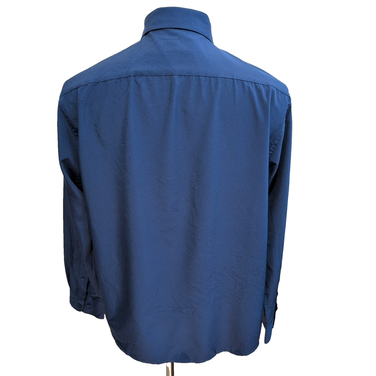 Chemise Nautica L XL Bleu Uni Slim Fit Stretch Logo Brodé manches longues