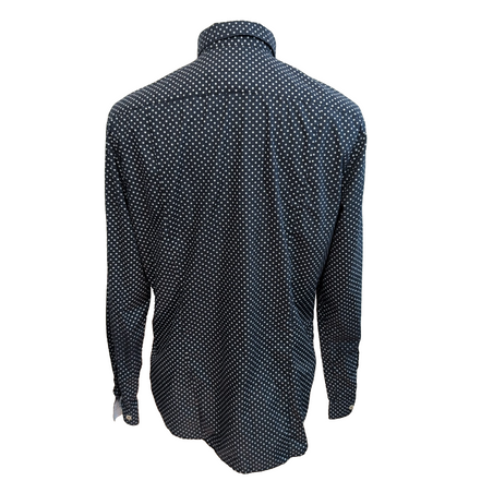 Chemise H&M Slim Fit L Bleu Marine Pois Blanc Homme Manches Longues