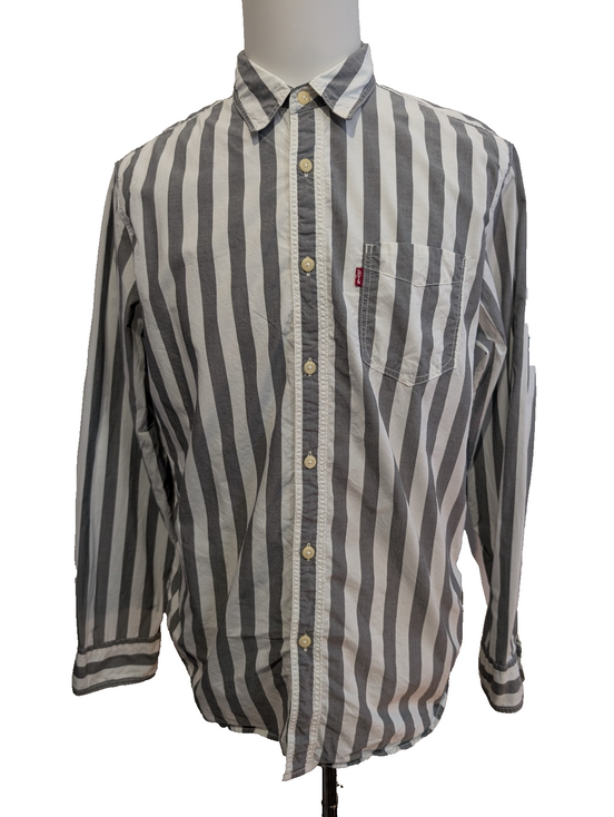 Chemise Levi's à Rayures Grises et Blanches Manches Longues Taille L