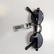 Lunettes de soleil Ovales Noires Y2K Branches Larges Brillante