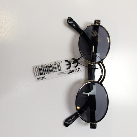 Lunettes de soleil Ovales Noires Y2K Branches Larges Brillante