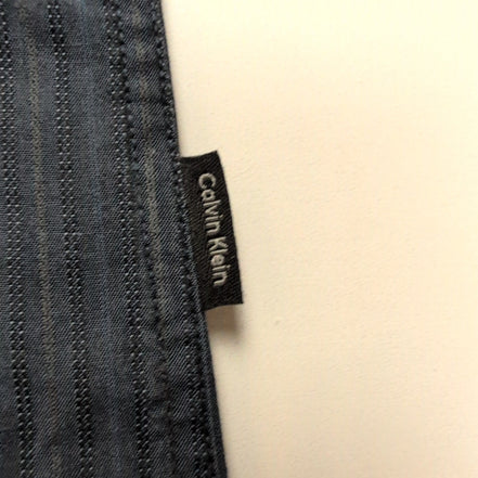 Chemise Calvin Klein L Bleu Marine Rayures Gaufrées Coton Manches Longues