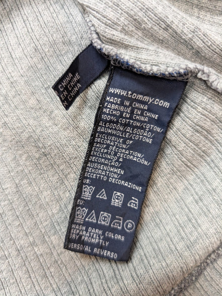Sweat Tommy Hilfiger Gris Clair Texture Gaufrée Logo Manche - Taille L / XL