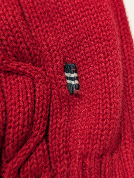 Pull Nautica Torsadé Rouge Foncé Col Rond 100% Coton Unisexe Taille XL