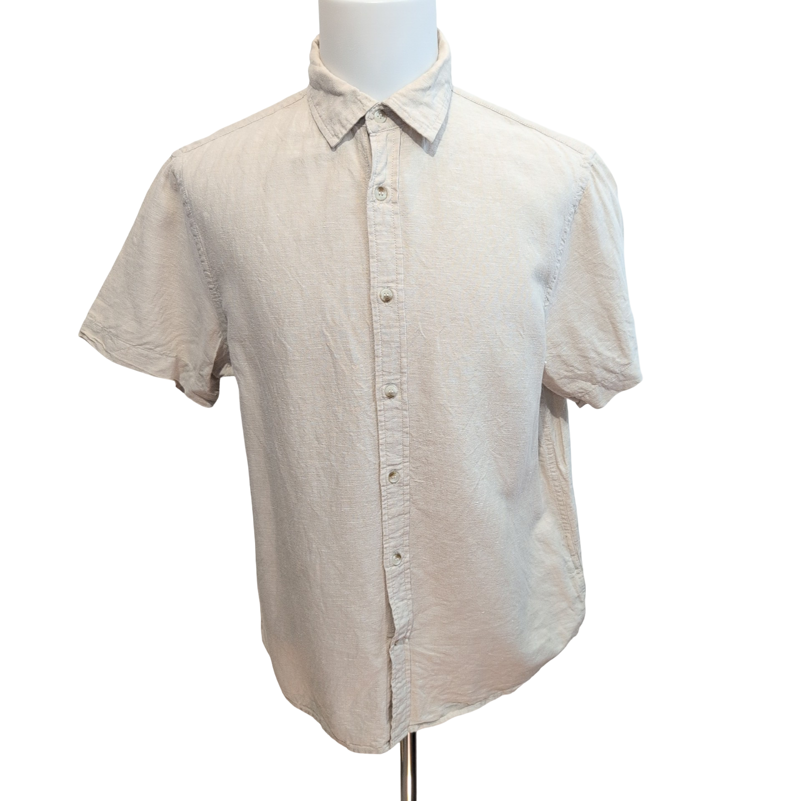 Chemise Banana Republic L Crème 55% Lin 45% coton Slim Fit Homme Manches Courtes