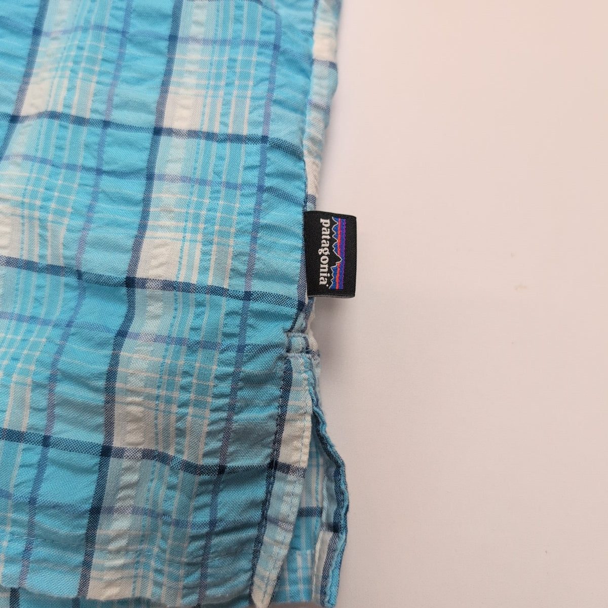 Chemise Patagonia L Bleu Turquoise Gaufrée Coton Organique Manches Courtes