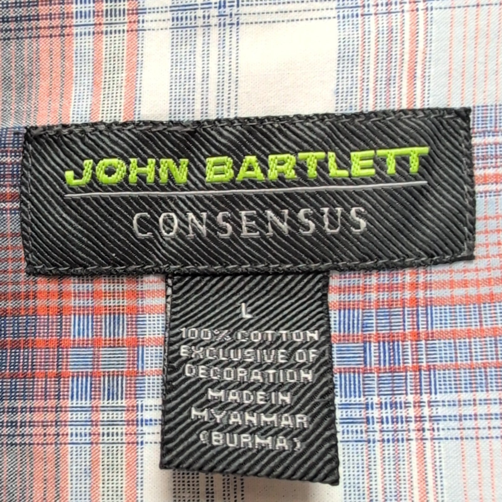 Chemise John Bartlett L Carreaux Rouge Bleu 100% Coton Manches Longues