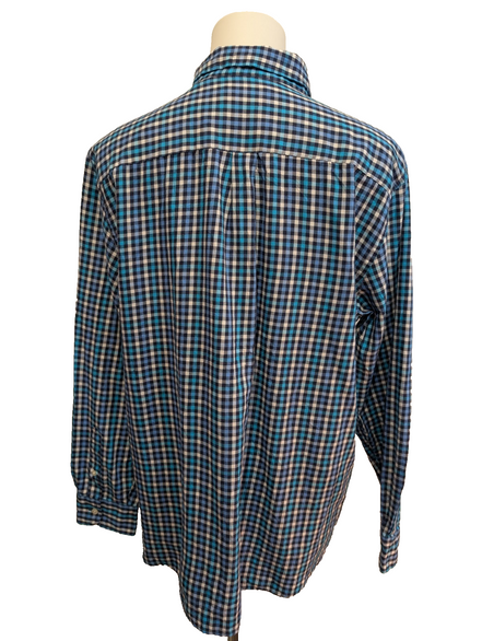 👕 CHEMISE CHAPS PERFORMANCE XL (TG) À CARREAUX BLEUS LOGO BRODÉ 60% COTON