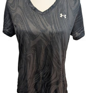 T-shirt de Sport Under Armour Col V Motifs Noir & Gris Femme Taille M