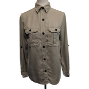 Chemise femme S marron clair 100% coton fluide 2 poches manches retroussables