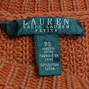 Pull Lauren Ralph Lauren femme S orange rouille grosse maille coton col rond