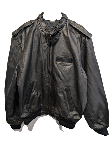 Veste Members Only café racer vintage 80's cuir noir taille S [42] #2c