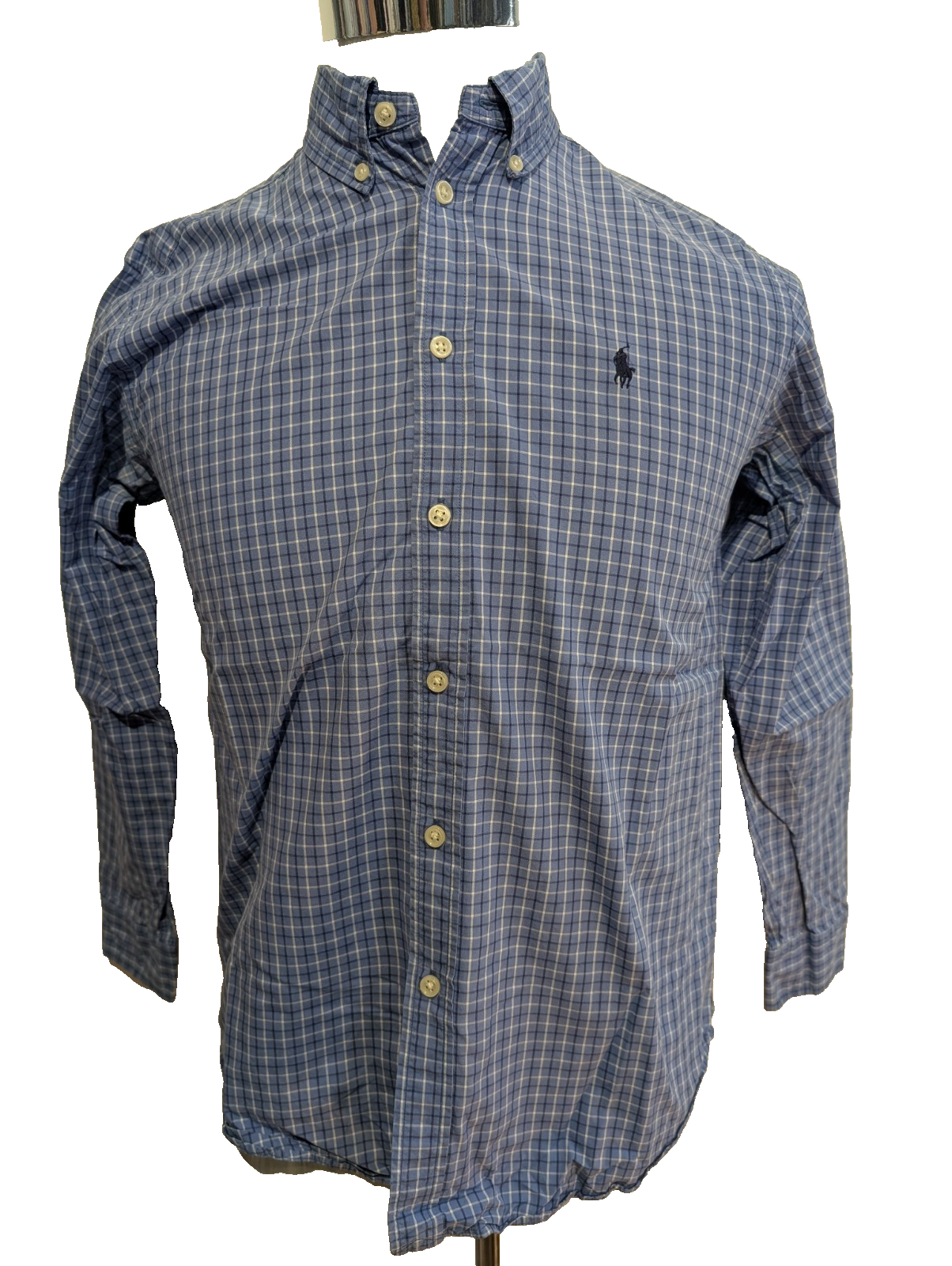Chemise Polo Ralph Lauren Shirt Enfant XL 16 18 Ans Custom Fit Carreaux Bleu
