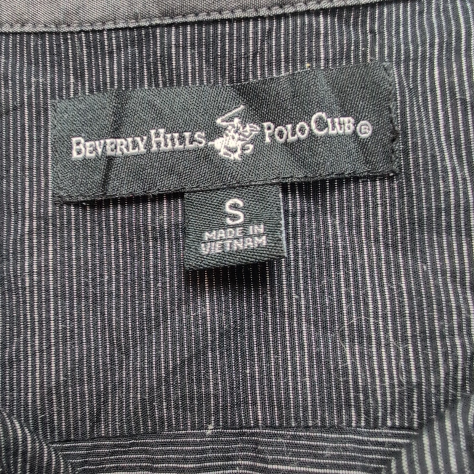 Chemise Beverly Hills Polo Club S Noir Rayures Grises 2 Poches Manches Longues