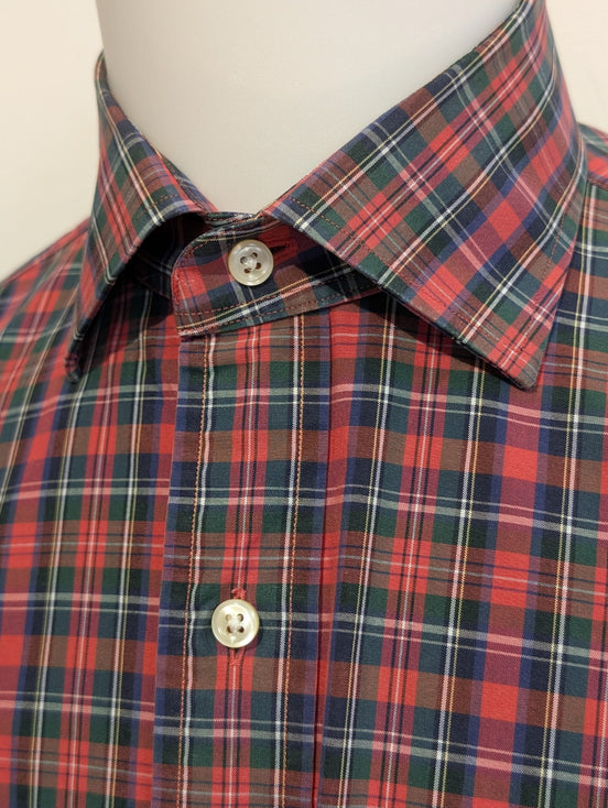 Chemise Polo Ralph Lauren Regent Custom Fit Rouge à carreaux Taille L Sans Logo