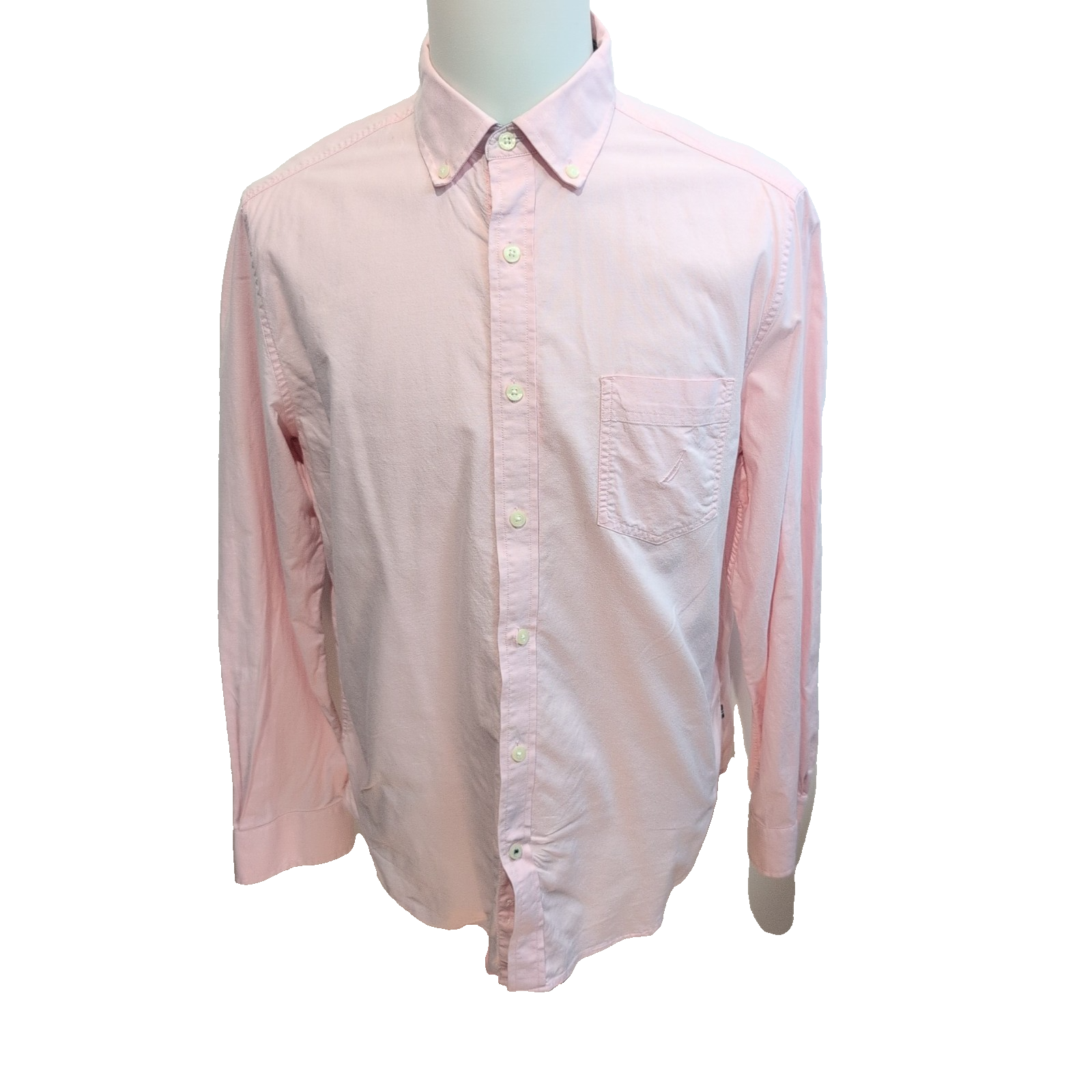 Chemise Nautica Classic Fit L Rose Pâle Stretch Logo Coton manches longues