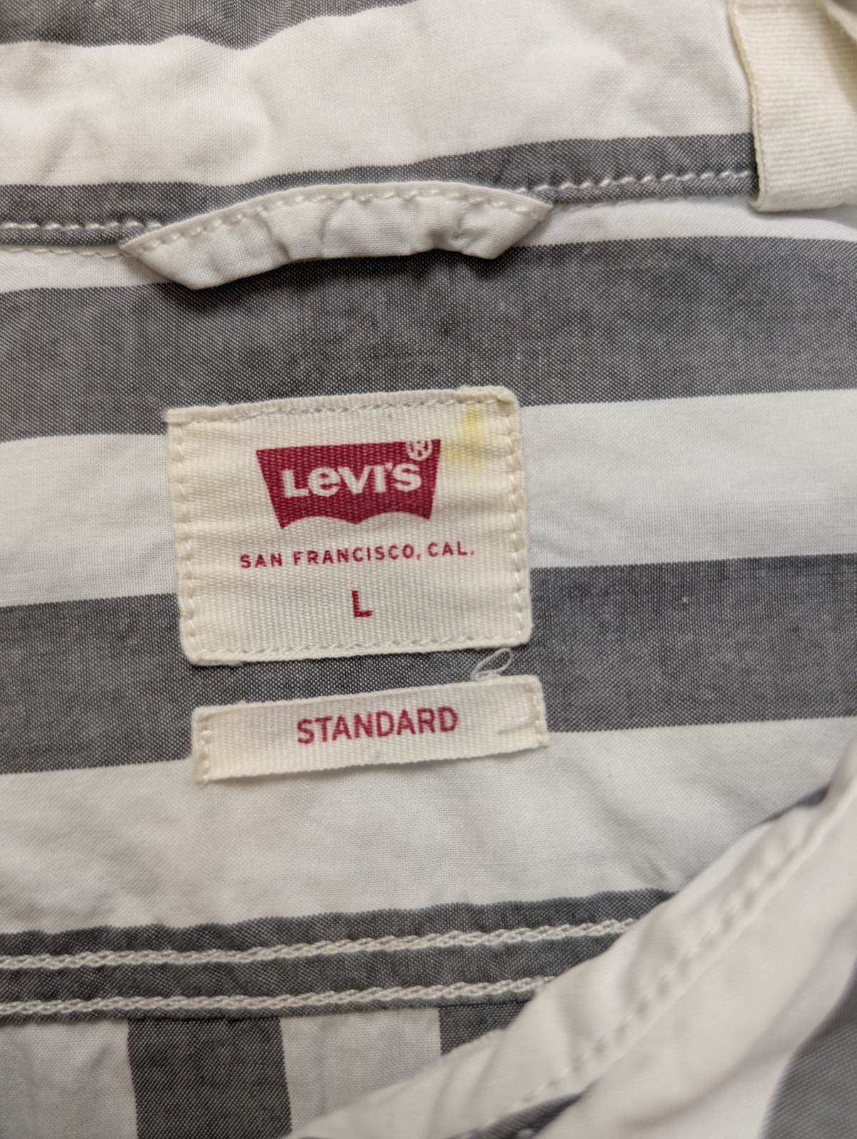 Chemise Levi's à Rayures Grises et Blanches Manches Longues Taille L