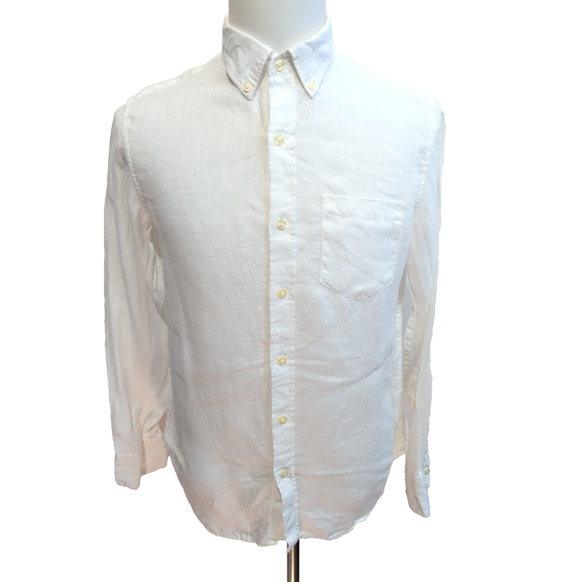 Chemise J.Crew S Slim Fit Blanc Uni 100% Lin Poche manches longues