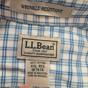 Chemise L.L. Bean blanche à carreaux bleus taille XXL #132e