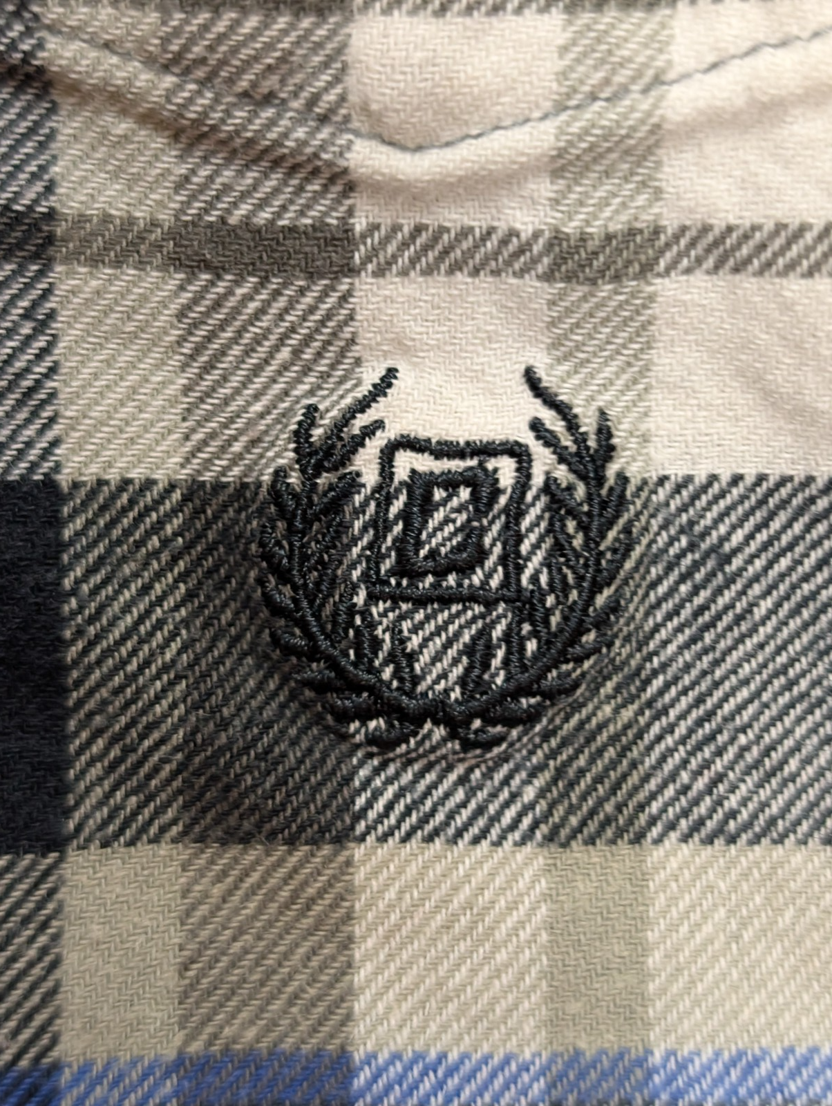 🌲 CHEMISE FLANELLE CHAPS L (G) À CARREAUX NOIR GRIS BLEU LOGO BRODÉ