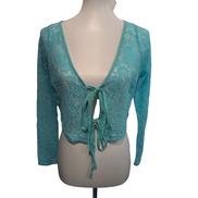 Haut Court Femme HUNKØN XS Dentelle Turquoise Manches Longues Neuf