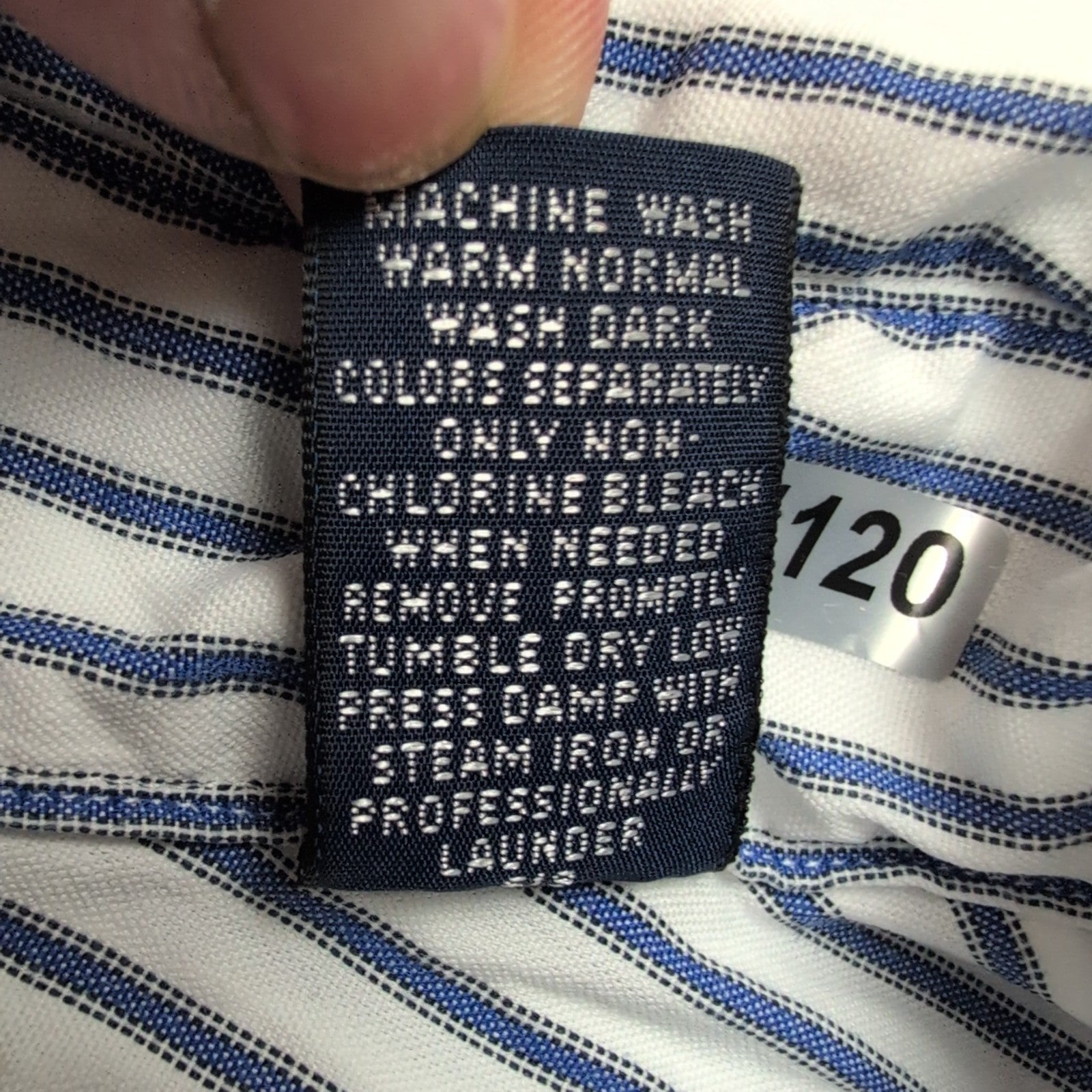 Chemise Lands' End Oxford L/XL Blanche Rayures Bleues manches longues