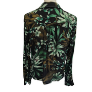 Chemise Femme TALLY WEIJL L Noire Verte Motif Feuillage 100% Viscose