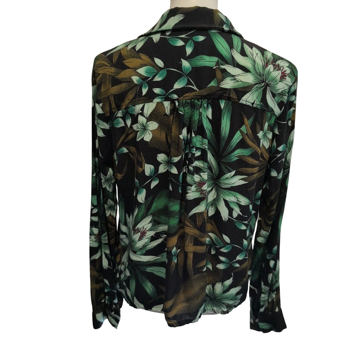 Chemise Femme TALLY WEIJL L Noire Verte Motif Feuillage 100% Viscose