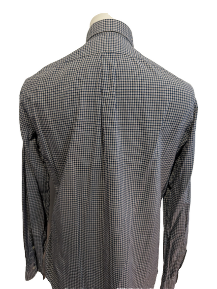 CHEMISE Polo Ralph Lauren Homme M Carreaux Bleu Marine Marron Logo Rouge