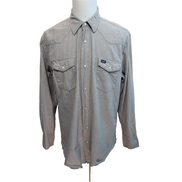 Chemise Wrangler Western Gris XL Pression Vintage 100% Coton