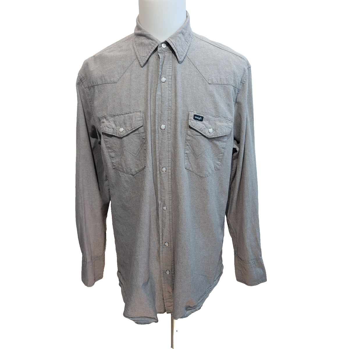 Chemise Wrangler Western Gris XL Pression Vintage 100% Coton