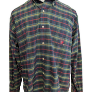 Chemise Polo Ralph Lauren Shirt XL Tartan Vert Rouge Écusson Polo Club Button