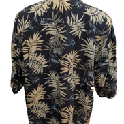 Chemise Hawaïenne VISITOR 100% Soie Noire Motif Feuillage - Taille XL