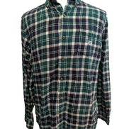 🐻 CHEMISE FLANELLE PERFORMANCE CHAPS L (G) CARREAUX VERT BLEU MARINE LOGO BRODÉ