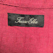 Chemise Tasso Elba Taille L Rouge Soie Rayonne Gaufrée Manches Courtes