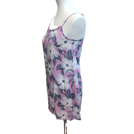 Robe d'été Fleurie Rose Blanche Rayonne Bretelles Réglables S/M