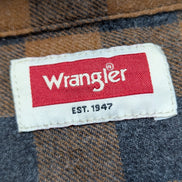 CHEMISE FLANELLE WRANGLER M MARRON NOIR Carreaux Workwear Poche Stylo